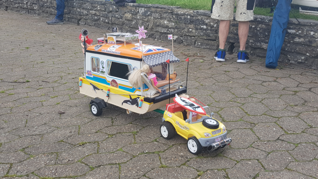 Barbie Party Boat being towed